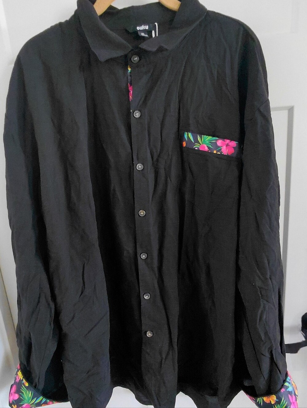 NWT Ouku Mens 3XL Linen Sophisticated Tropical Boho Long Sleeve Button Up9